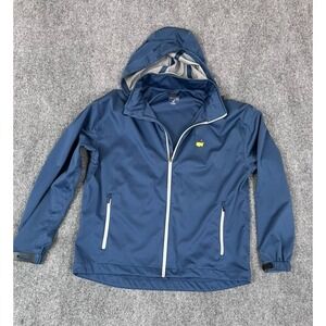 Masters Tech Blue Full Zip Stowable Hood Gold Jacket Polyester Blend Size MD